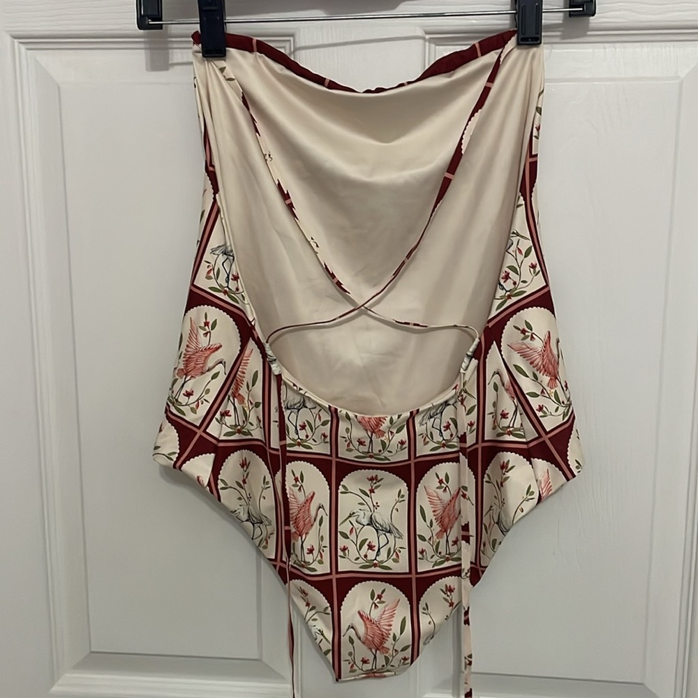 Agua by Agua Bendita Burgundy and Cream One Piece Swimsuit - Picture 7 of 9